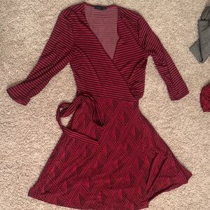 Striped Red Wrap Dress